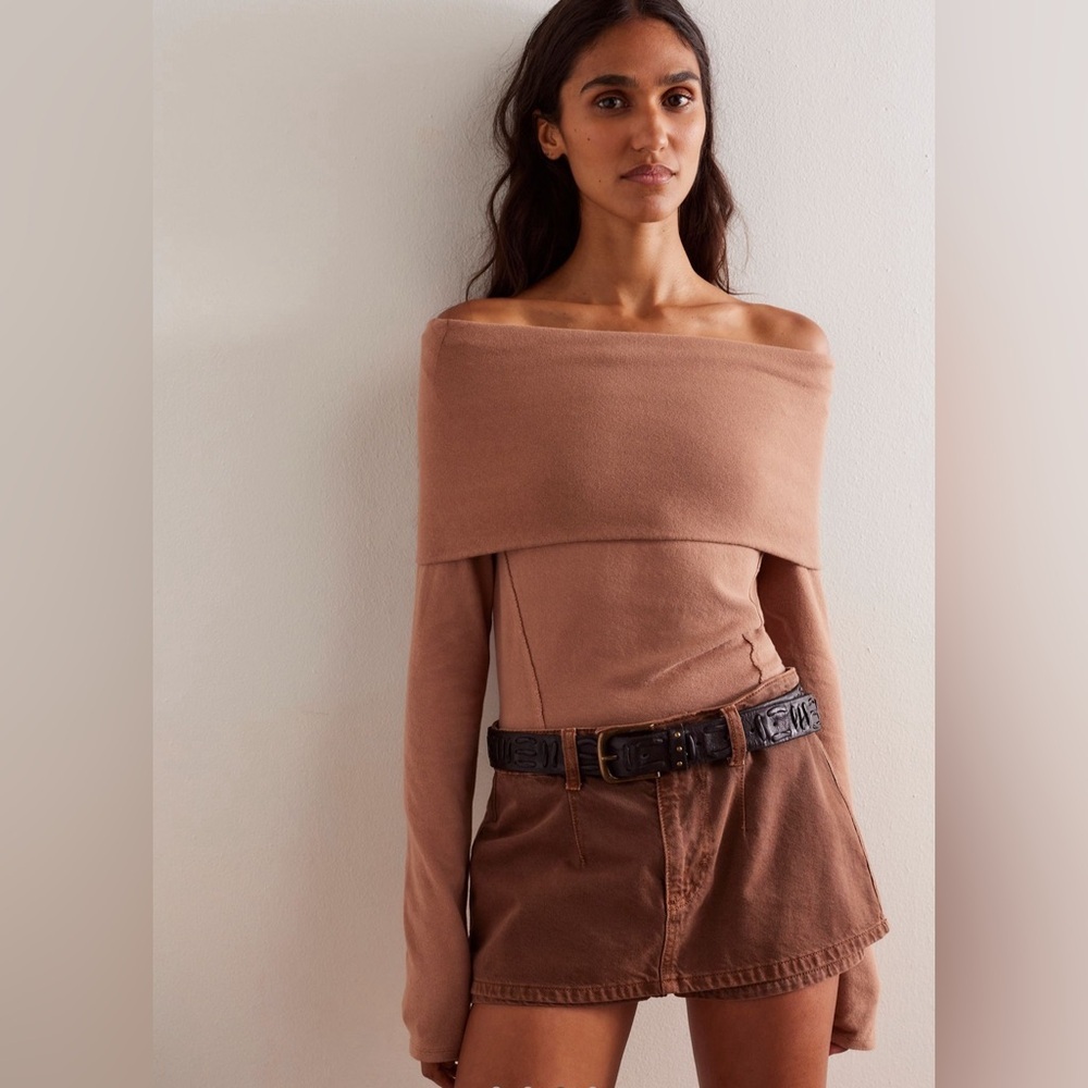 NWOT Free People We The Free Iris Layering Top In Cafe Latte